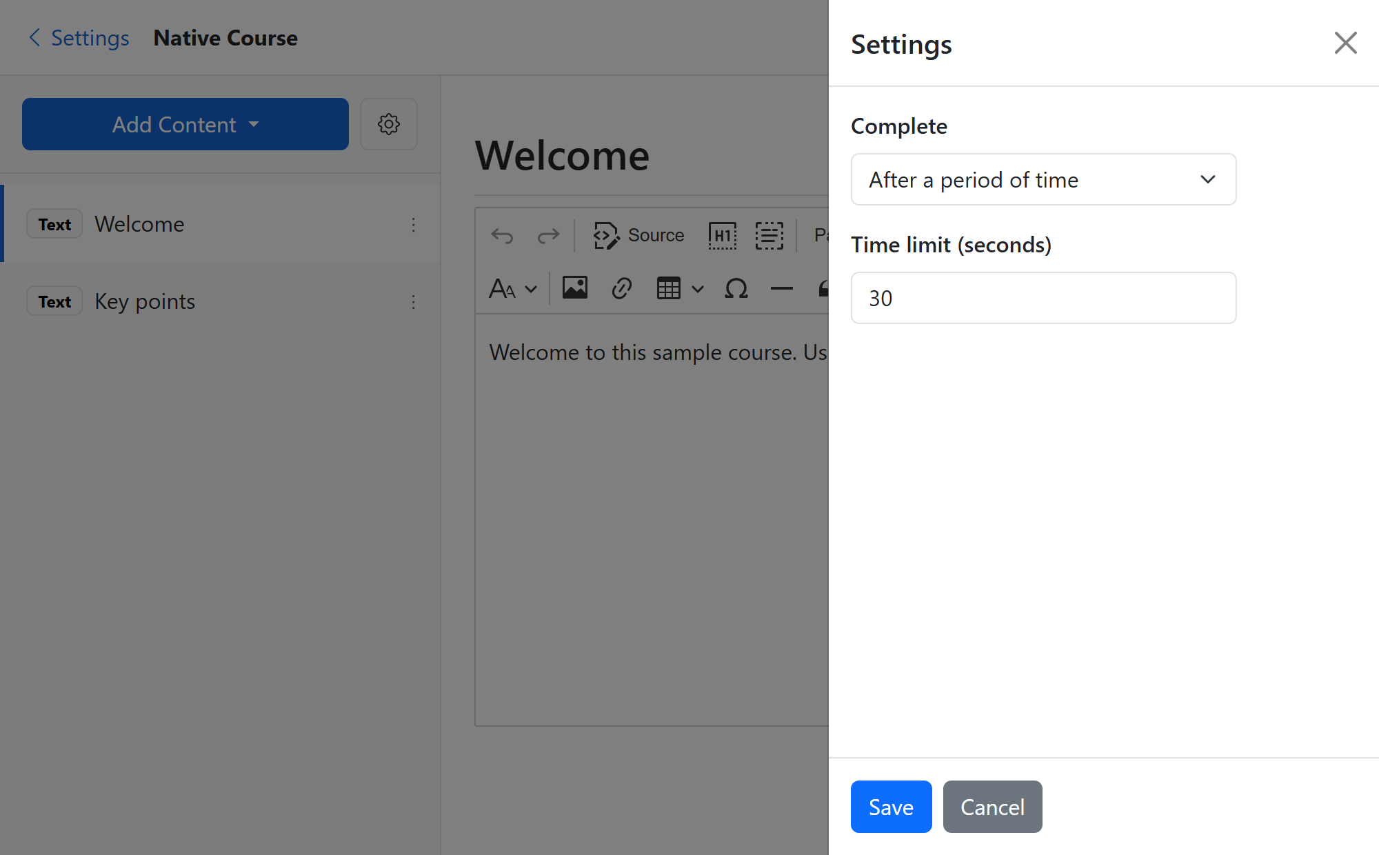 Unit settings configured to complete after a 30-second viewing period