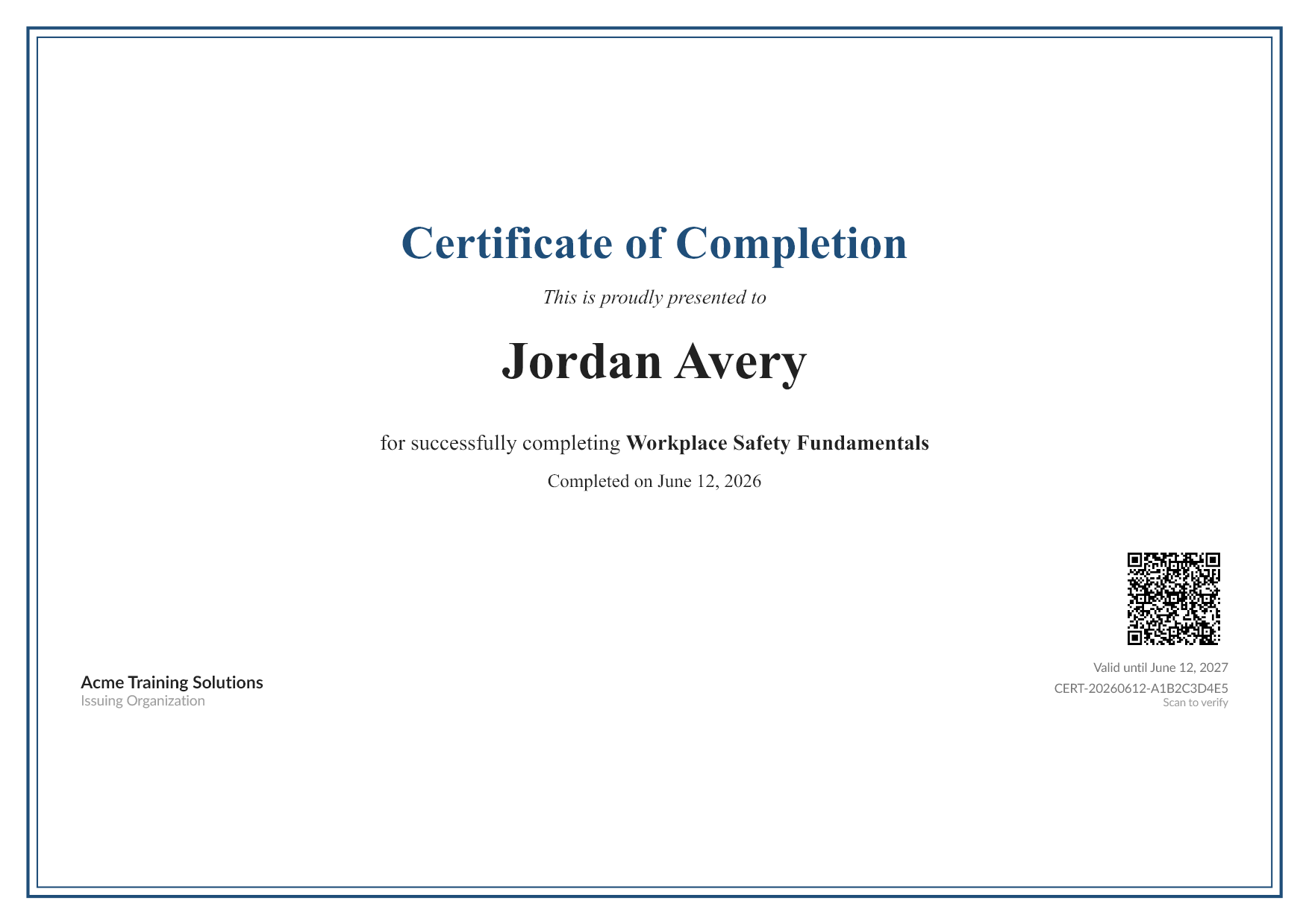 Classic certificate template